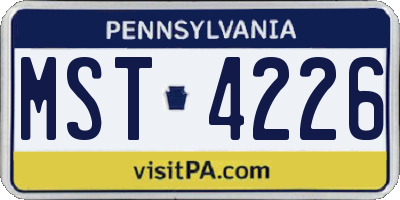 PA license plate MST4226