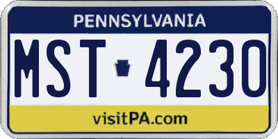 PA license plate MST4230