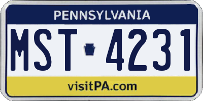 PA license plate MST4231