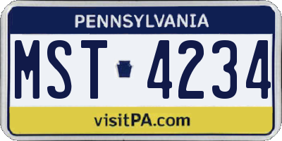 PA license plate MST4234