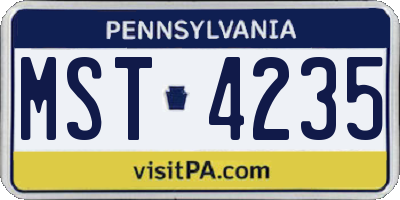 PA license plate MST4235