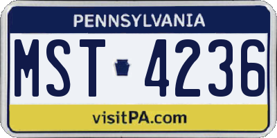 PA license plate MST4236