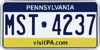 PA license plate MST4237