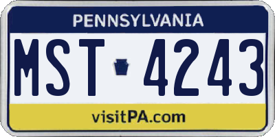 PA license plate MST4243
