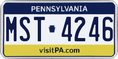 PA license plate MST4246