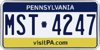 PA license plate MST4247