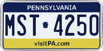 PA license plate MST4250