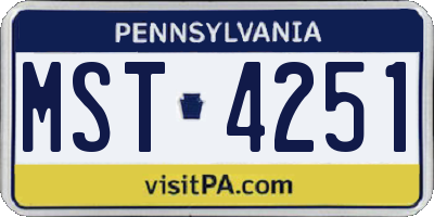 PA license plate MST4251
