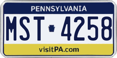 PA license plate MST4258