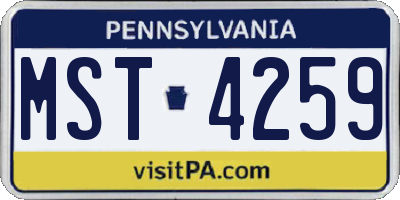 PA license plate MST4259