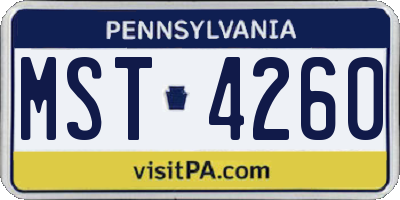 PA license plate MST4260