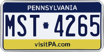 PA license plate MST4265