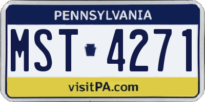 PA license plate MST4271