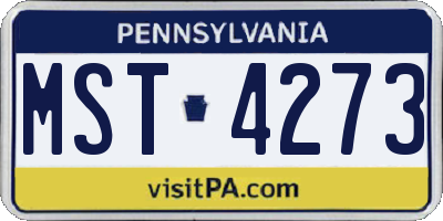 PA license plate MST4273