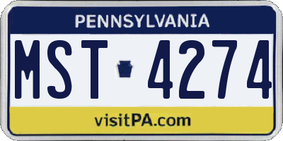 PA license plate MST4274