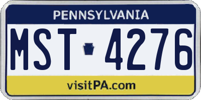 PA license plate MST4276
