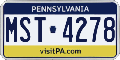 PA license plate MST4278