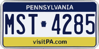 PA license plate MST4285