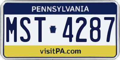PA license plate MST4287