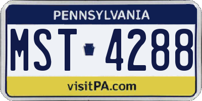 PA license plate MST4288
