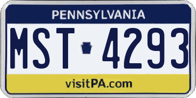 PA license plate MST4293