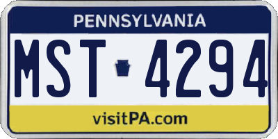 PA license plate MST4294