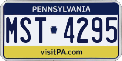 PA license plate MST4295