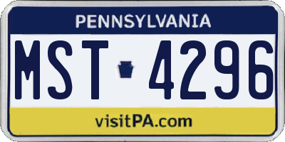 PA license plate MST4296