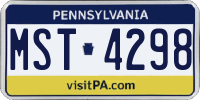 PA license plate MST4298