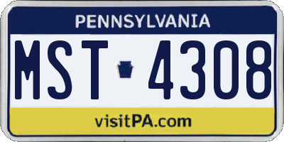 PA license plate MST4308