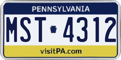 PA license plate MST4312