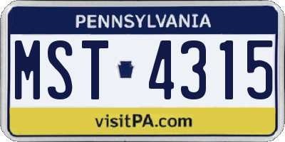 PA license plate MST4315