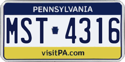 PA license plate MST4316