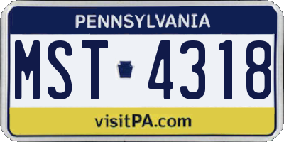 PA license plate MST4318