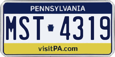 PA license plate MST4319