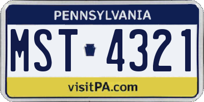PA license plate MST4321