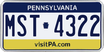 PA license plate MST4322