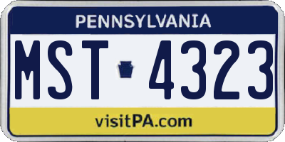 PA license plate MST4323