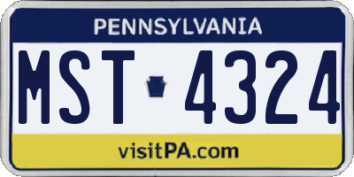 PA license plate MST4324