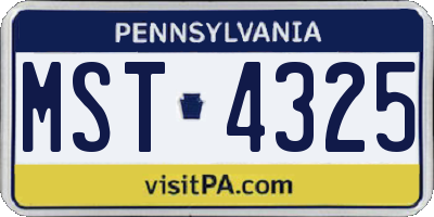PA license plate MST4325