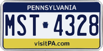 PA license plate MST4328
