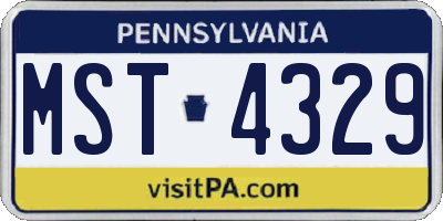 PA license plate MST4329