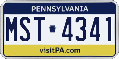 PA license plate MST4341