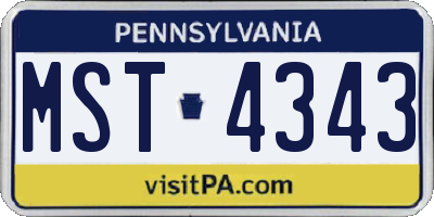 PA license plate MST4343