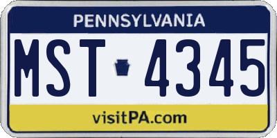 PA license plate MST4345