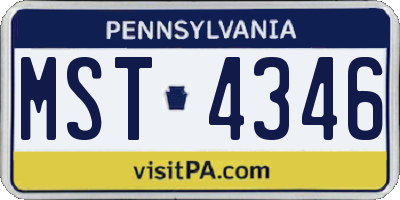 PA license plate MST4346