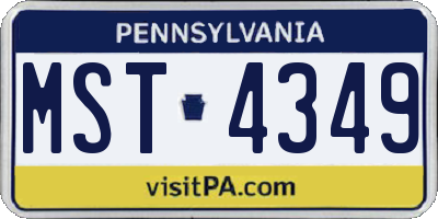 PA license plate MST4349