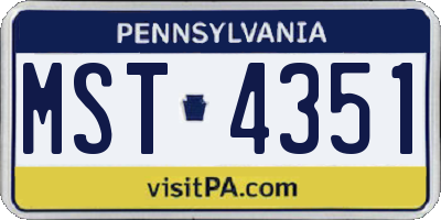 PA license plate MST4351