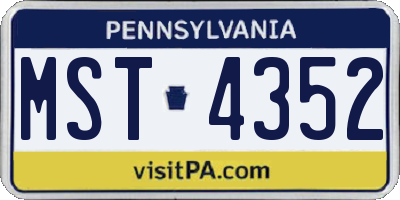 PA license plate MST4352