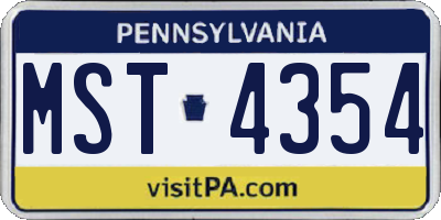 PA license plate MST4354